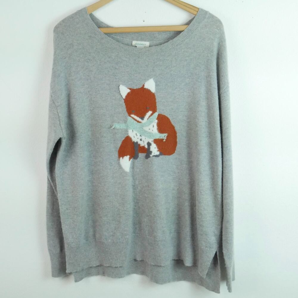 Sundance Medium Sweater Fox Novelty Animal Wool Bend Oversized Cozy Pullover